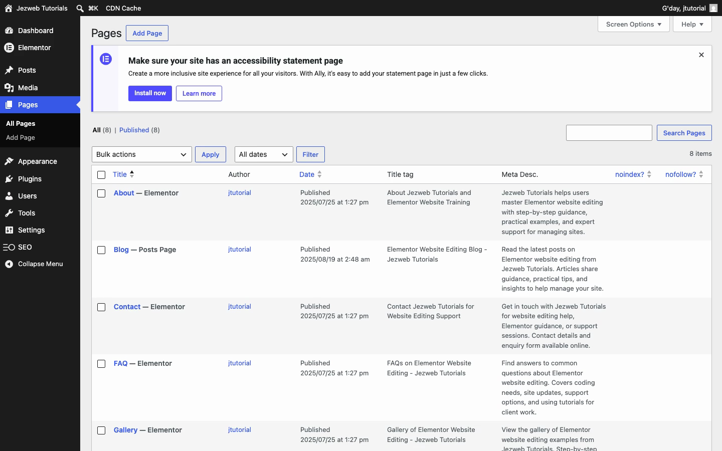 Step 2: Edit the page with Elementor