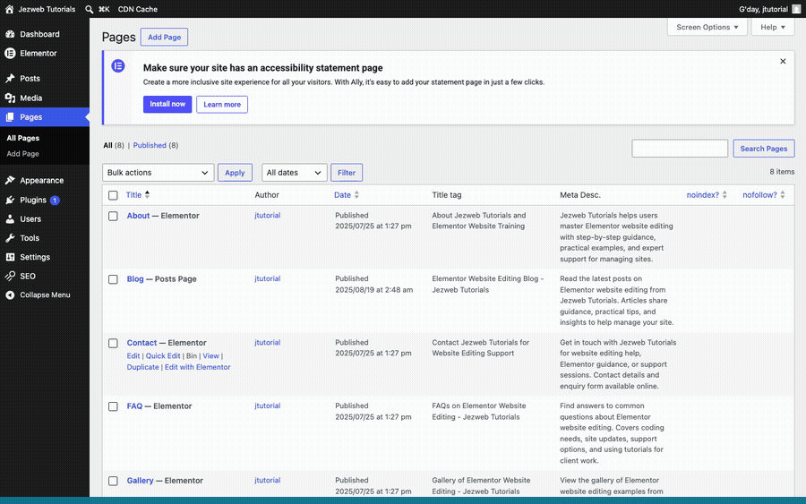 Step 2: Open the Elementor editor (animation)