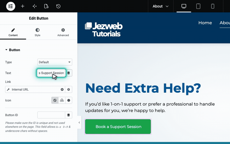 Step 5: Change the button link (animation)